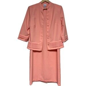 Vtg Bedford Fair Classics‎ Peach Women’s Dress Suit With Jacket Size 10